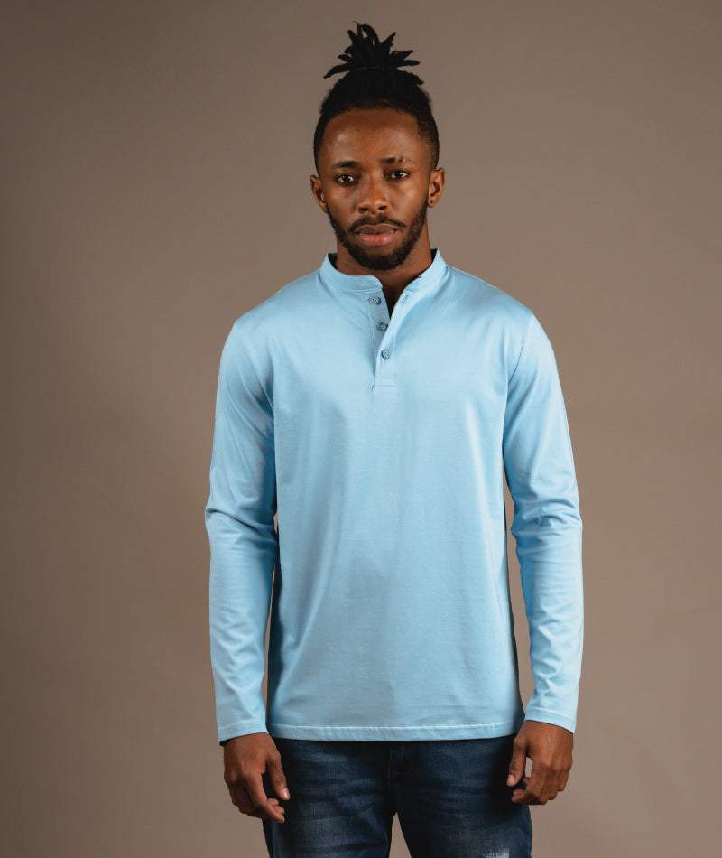 Supima Henley - Breeze Blue - S O V E R II N